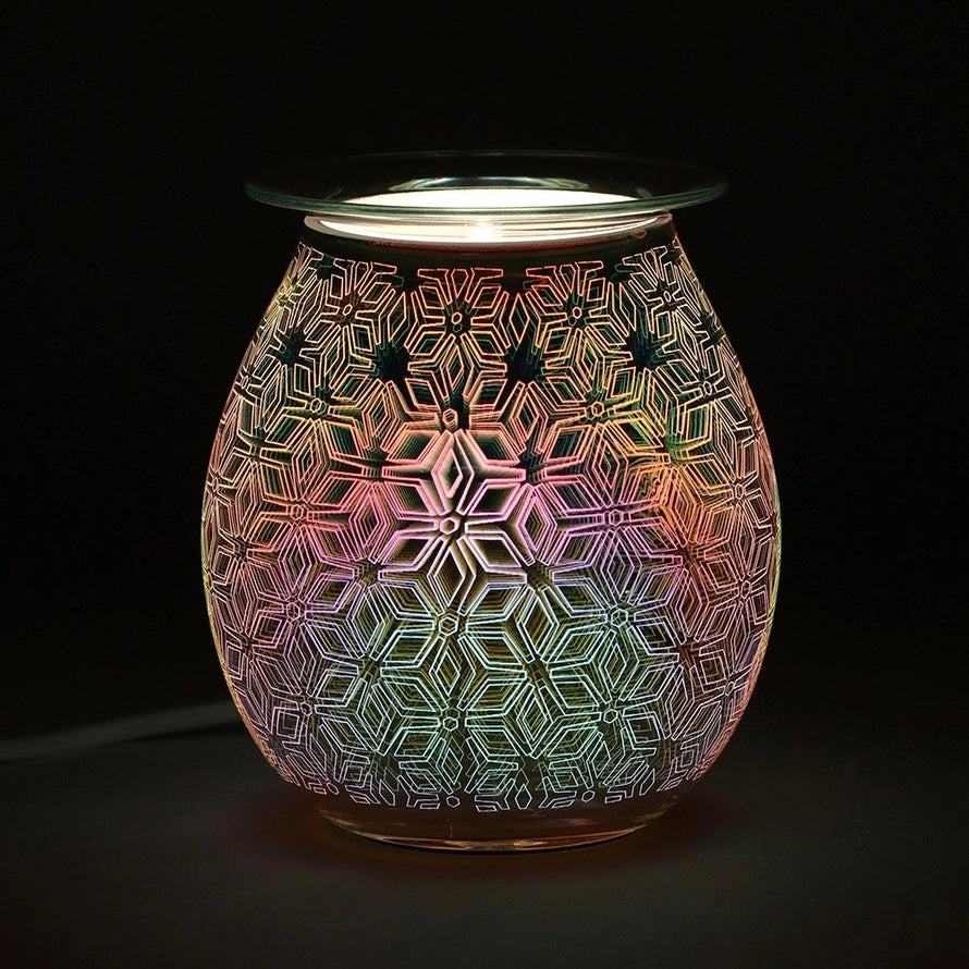 3D Glass Electric Wax Melt Burner - Geometric Aroma Lamp - Elevate your space with our 3D glass electric wax burner. Mesmerising geometric LED glow and flame-free aromatherapy diffusion. Shop now! Buy Now at Sacred Remedy