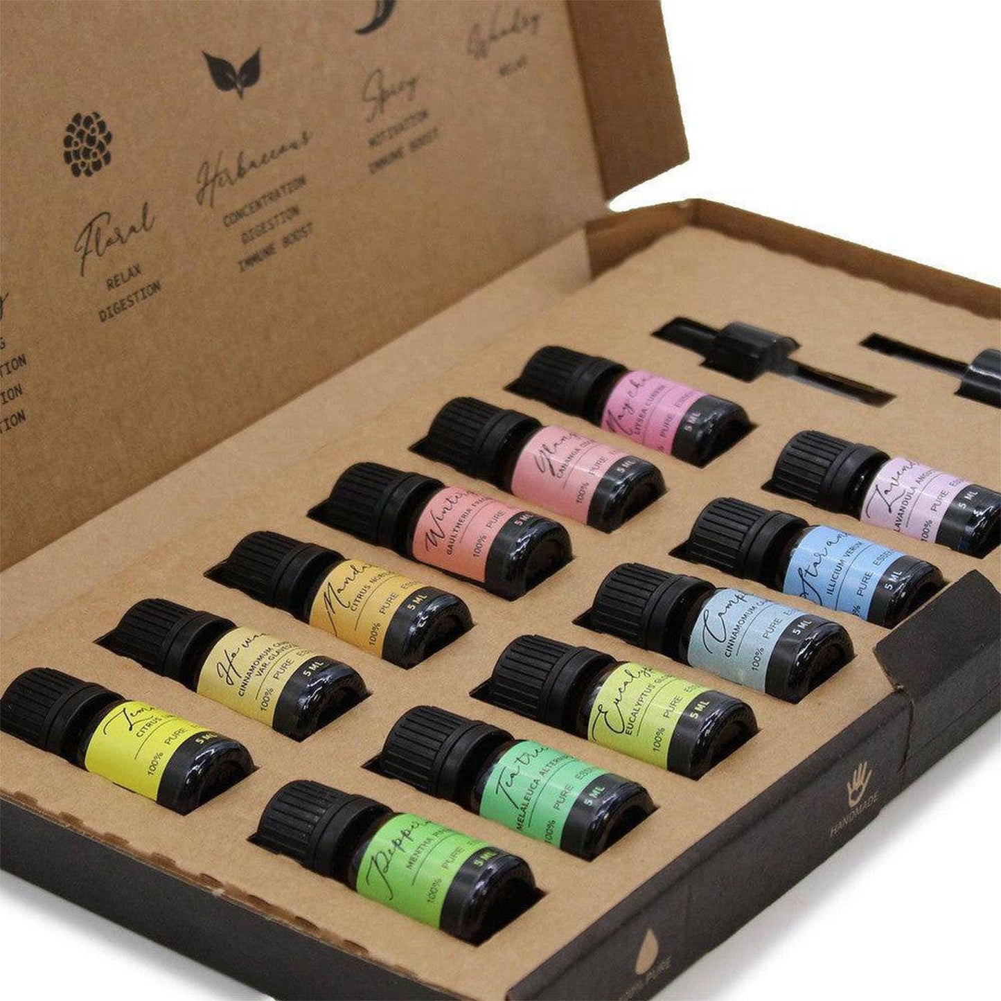 12 Essential Oil Set | Mood & Diffuser Aromatherapy Gift - Ultimate 12-piece essential oil collection for aromatherapy diffusers. Includes Lavender & Peppermint for mind, mood, focus, and relaxation. Buy Now at Sacred Remedy