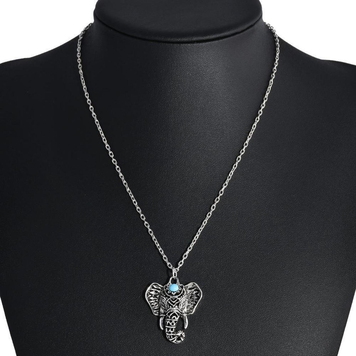 Blue Stone Elephant Necklace | Reiki Infused - Handmade, silver-plated Blue Stone Elephant Necklace. Infused with Reiki for good luck, wisdom & strength. Boho-mystic style & anti-allergen. Buy Now at Sacred Remedy