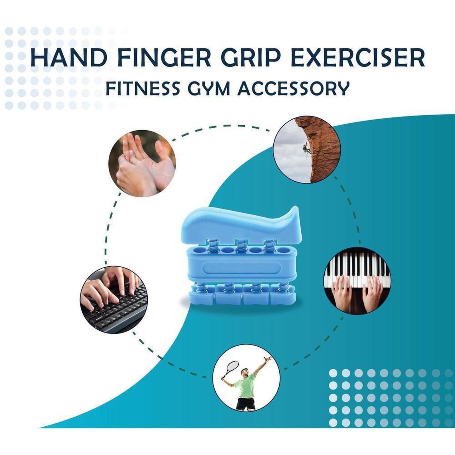 Hand and Finger Strengthener - Grip Resistance Trainer Tool - Boost your grip strength and dexterity with this portable hand and finger strengthener. Perfect for musicians, athletes, and recovery. Shop now. Buy Now at Sacred Remedy