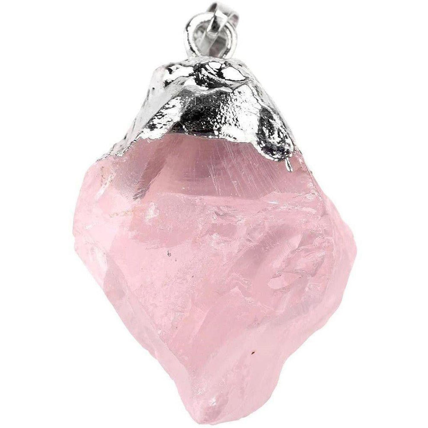 Raw Rose Quartz Necklace | Love, Healing & Emotional Balance - Unique Raw Rose Quartz Necklace for love, compassion & emotional healing. Unpolished natural stone radiates soft energy. Silver-plated chain included. Buy Now at Sacred Remedy