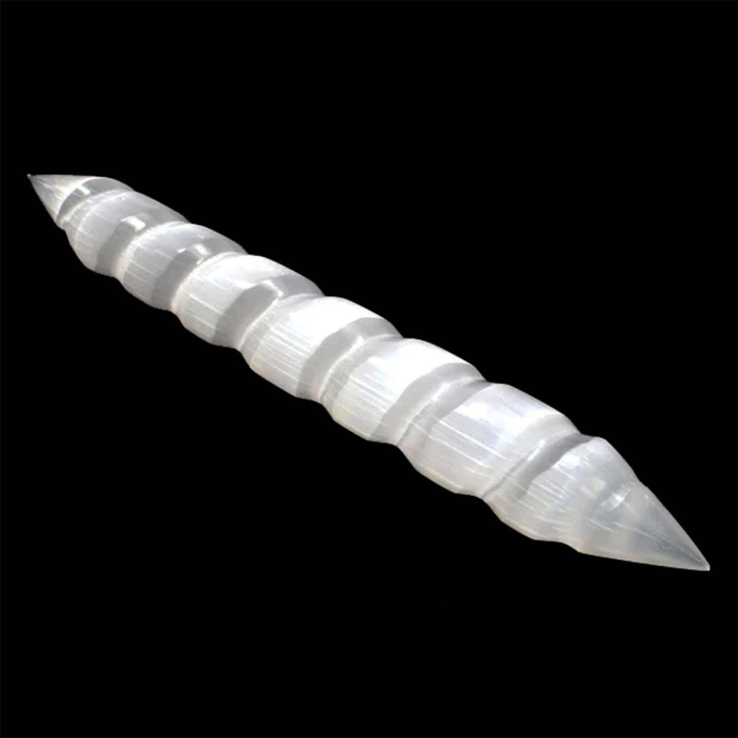 Selenite Crystal Wand | Energy Cleansing & Massage Tool - Upgrade your ritual with a Selenite Double Terminated Wand. The ultimate energy cleanser, Third Eye opener, and soothing crystal massage tool for stress relief. Buy Now at Sacred Remedy
