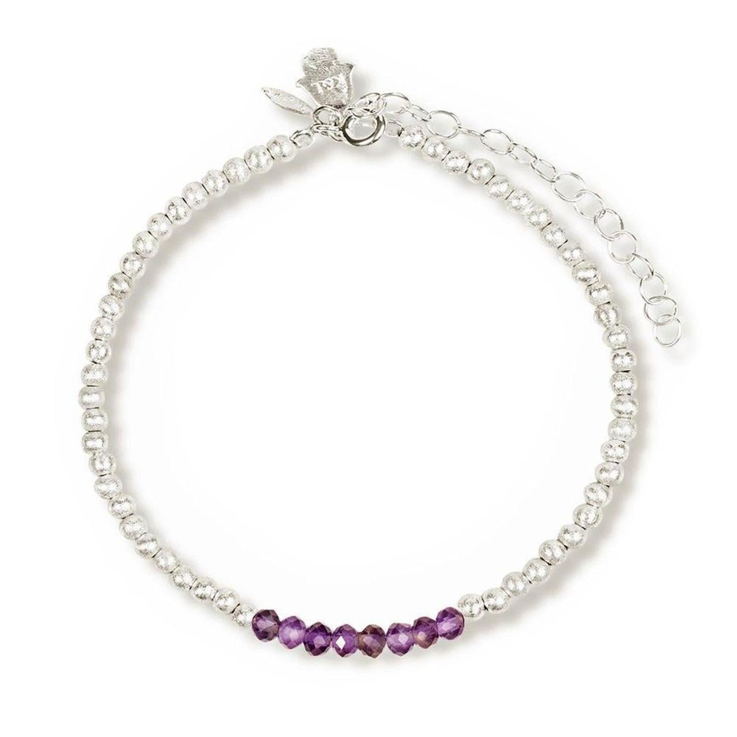 Silver & Amethyst Bracelet | Health & Healing - Soothe your mind body and soul, holistically with our tranquility promoting silver and amethyst bracelet. Grounded in spirituality, we allow our spirits to soar. This delicate bracelet will help you to gather your energy and focus it on healing your soul. The deep and luscious color of the Amethyst stone creates a sense of balance and calm and helps during difficult times. We all face challenging circumstances, but the Amethyst stone helps generate