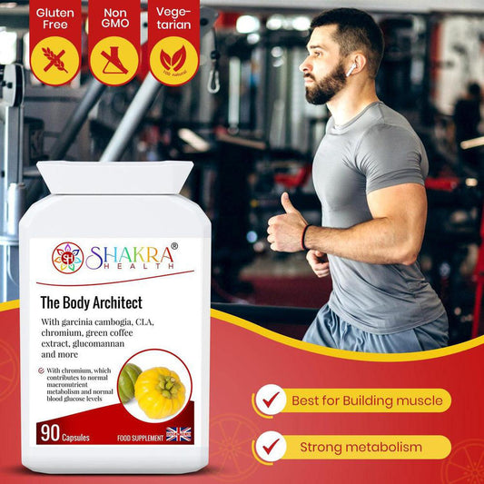 The Body Architect | Use your Metabolism, not a Diet - Natural fat burner & weight loss support with Garcinia Cambogia, Glucomannan, CLA, and Chromium. Boost metabolism, energy, and control appetite naturally. Buy Now at Sacred Remedy