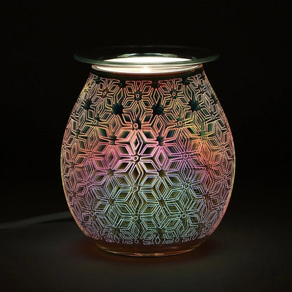 3D Glass Electric Wax Melt Burner - Geometric Aroma Lamp - Elevate your space with our 3D glass electric wax burner. Mesmerising geometric LED glow and flame-free aromatherapy diffusion. Shop now! Buy Now at Sacred Remedy