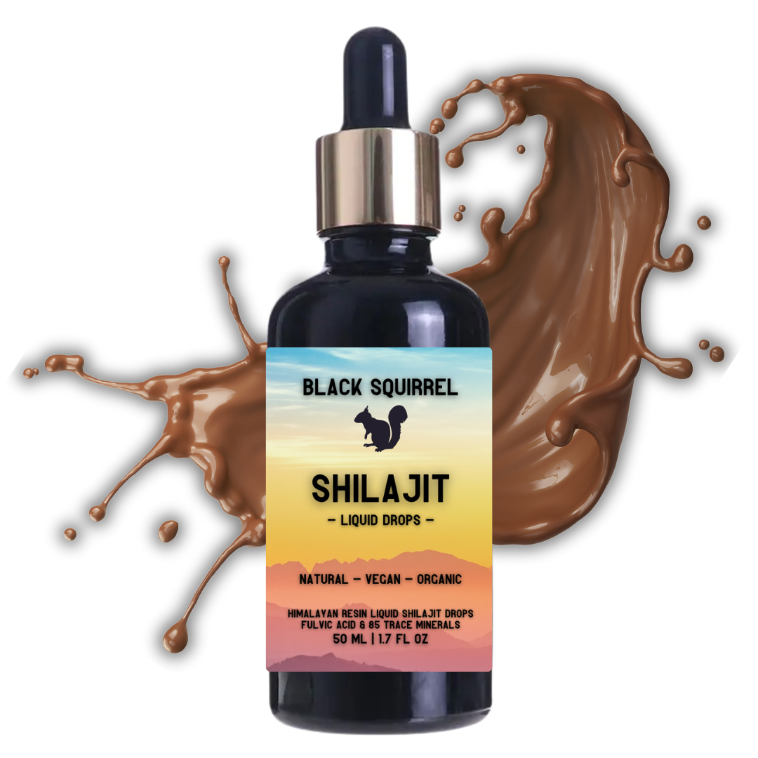 Buy Black Squirrel Shilajit Liquid - Pure Himalayan Extract - High Strength, Himalayan Liquid Drops 50ml with Dropper. Authentic, Fulvic Acid & Natural Trace Mineral Complex. Organic Experience the power of nature with Black Squirrel Himalayan Shilajit Liquid. Our premium formula delivers a concentrated source of essential nutrients. Pure, potent, and sourced from the Himalayas. at Sacred Remedy Online