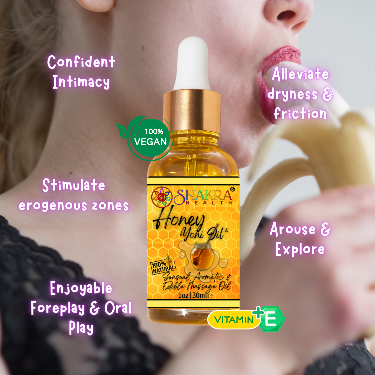 Buy Honey Flavoured Yoni Oil. Natural, Vegan Body Care. - Unleash your confidence with our luxurious LGBTQ+ gender neutral, pH balanced & moisturising, edible Yoni Oil. Celebrate your body with our unique, inclusive, organic product. Discover the secret to ultimate comfort, massage, relaxation & pleasure in this versatile oil. Experience pure bliss. at Sacred Remedy Online