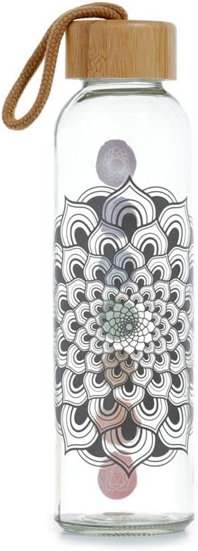 Buy Balance Your Chakras: 500ml BPA Free Glass Water Bottle - 500ml Reusable Glass Water Bottle with 7 Chakra Symbols and Bamboo Lid. Stay hydrated in style with this eco-friendly and empowering water bottle. Enjoy the purity of glass, the beauty of chakra symbols, and the sustainability of bamboo. Perfect for yoga, meditation, or everyday use. BPA-free and leak-proof. at Sacred Remedy Online