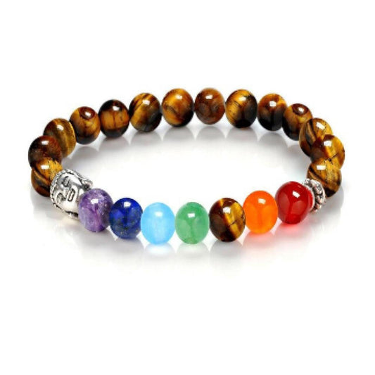 Natural Stone 7 Chakra Healing Bracelet with Silver Buddha Head - Find inner peace and balance with our exquisite 7 Chakra bracelet. Featuring genuine gemstones and a serene silver Buddha head, this bracelet promotes harmony and well-being. Experience the power of healing crystals and elevate your spiritual journey. Buy Now at Sacred Remedy