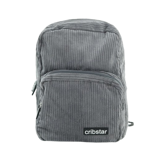 Buy Steel Grey Corduroy Backpack. Compact, Unique & Stylish Design. - This Steel Grey Corduroy Backpack is perfect for essentials. Lightweight and stylish, it features padded adjustable straps and a back panel for added comfort. The front pockets are ideal for for easy access, and there's a zip pocket for valuables. Get ready to "cord"uroy yourself in style! at Sacred Remedy Online