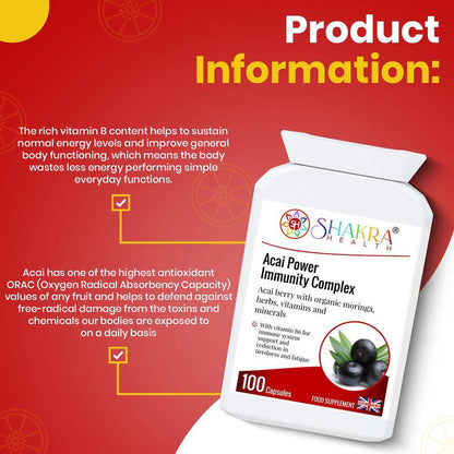 Acai Power Immunity Complex Capsules | Third Eye Chakra Support - Experience holistic health with our Acai Power Immunity Complex. This unique formula combines the antioxidant power of acai berries with targeted support for your immune system and third eye chakra. Enhance your overall well-being with this natural supplement. Buy Now at Sacred Remedy