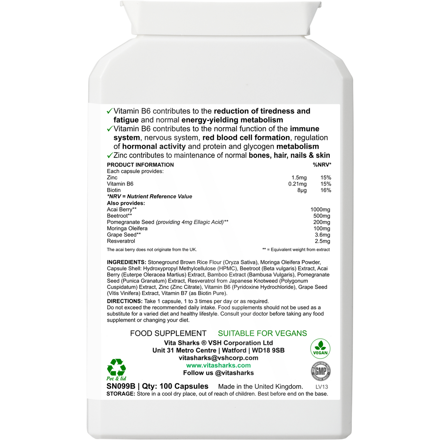 Buy VitaDefence+ Brazilian Acai Berry | Potent Antioxidant & Immune Support Supplement - Rich in Vitamins, Minerals, Phyto-Nutrients & Polyphenols; all-round support for energy, immunity, health and vitality. Protection against free radical damage, support for Bones, Skin, hair and nails. Beneficial for; Weight loss Inflammation, Blood sugar levels, Cholesterol levels & Protection against premature ageing. at Sacred Remedy Online