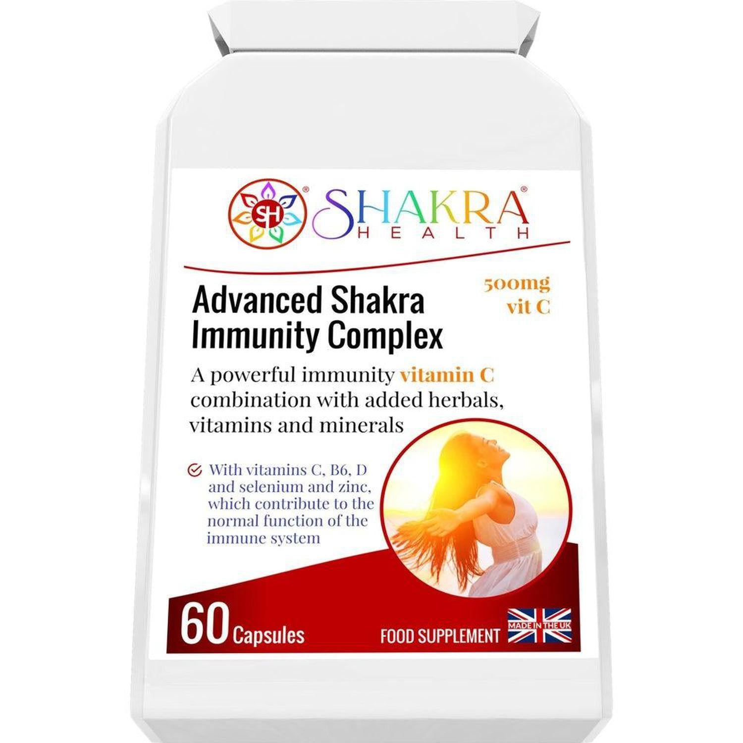 20+ Actives; High-Dose Vitamin C | Advanced Shakra Immunity Complex - Equip your body with the Sacred Shield: a potent immunity formula. Features 512mg high-dose Vitamin C and 20+ herbal actives for powerful anti-stress and full-system wellness support. Buy Now at Sacred Remedy
