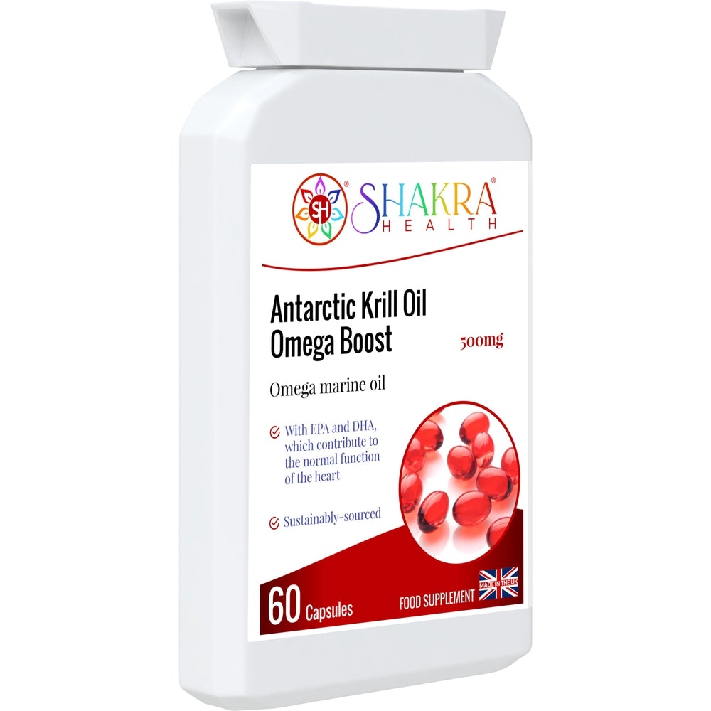 Buy Antarctic Krill Oil Omega Boost Capsules - A Source of Omega 3 - Experience the ocean's bounty with Antarctic Krill Oil Omega Boost Capsules. Packed with essential omega-3 fatty acids, this supplement may support heart health, brain function, and joint comfort. Our pure krill oil formula offers potential absorption benefits compared to traditional fish oil. at Sacred Remedy Online