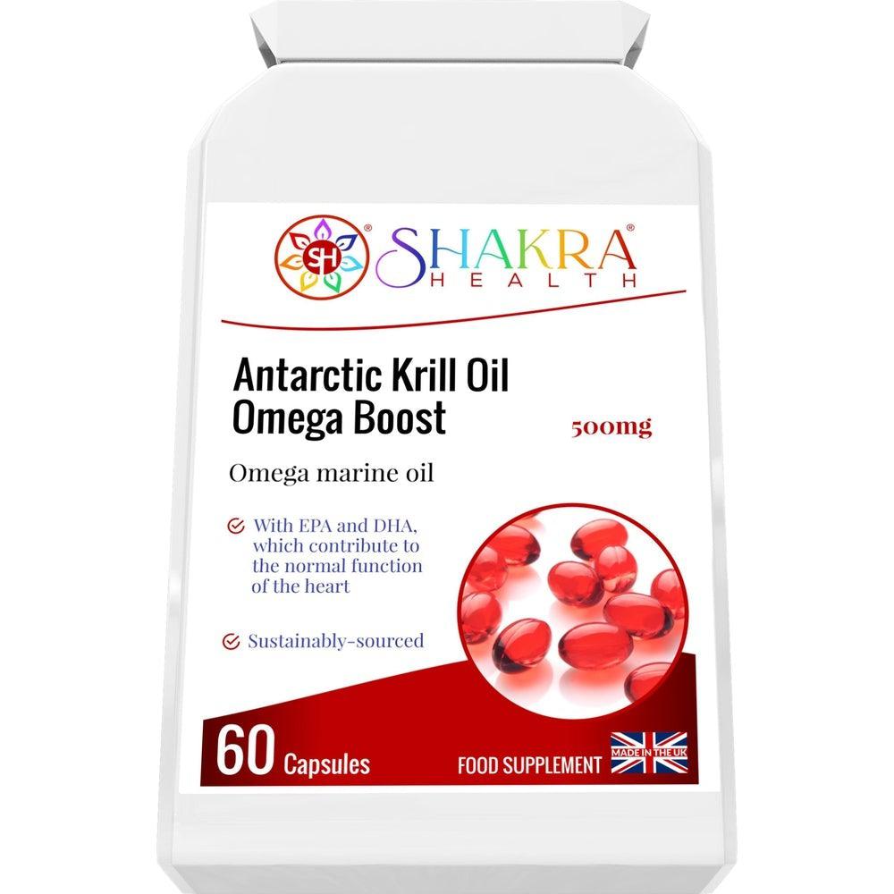 Buy Antarctic Krill Oil Omega Boost Capsules - A Source of Omega 3 - Experience the ocean's bounty with Antarctic Krill Oil Omega Boost Capsules. Packed with essential omega-3 fatty acids, this supplement may support heart health, brain function, and joint comfort. Our pure krill oil formula offers potential absorption benefits compared to traditional fish oil. at Sacred Remedy Online