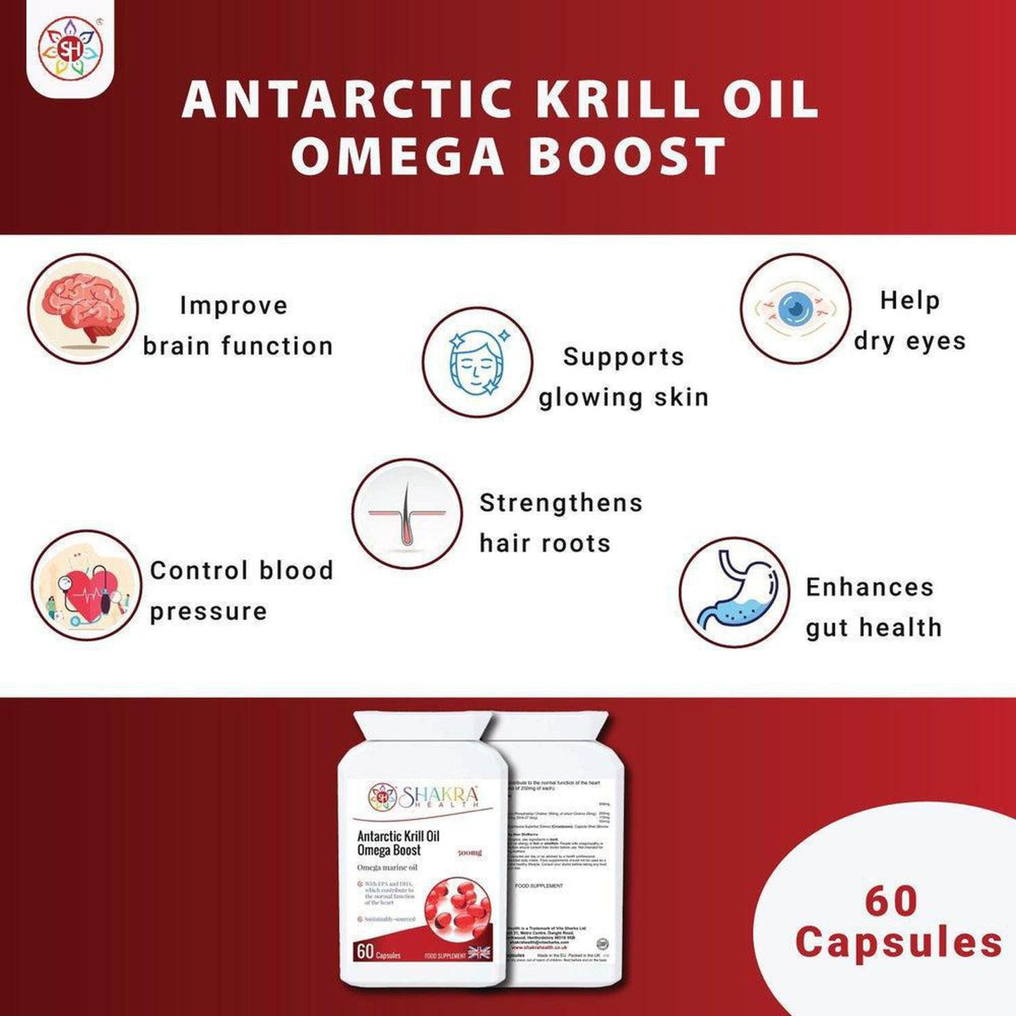 Antarctic Krill Oil Omega Boost Capsules - A Source of Omega 3 - Experience the ocean's bounty with Antarctic Krill Oil Omega Boost Capsules. Packed with essential omega-3 fatty acids, this supplement may support heart health, brain function, and joint comfort. Our pure krill oil formula offers potential absorption benefits compared to traditional fish oil. Buy Now at Sacred Remedy