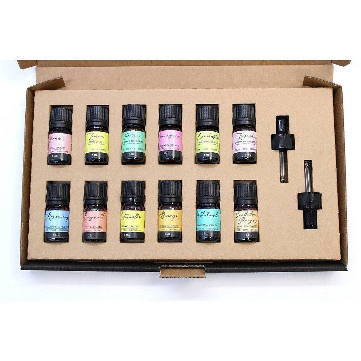 Aromatherapy Essential Oil Set [The Top 12] with Droppers - Discover the power of aromatherapy with our premium essential oil set. Featuring 12 of the most popular and versatile oils, this collection is perfect for relaxation, mood enhancement, and wellness. Experience the benefits of pure, natural essential oils for your home and body. Buy Now at Sacred Remedy