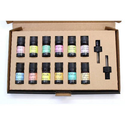 12 Essential Oil Set | Aromatherapy Diffuser & Gift Collection - Ultimate 12-piece essential oil set (5ml each) for aromatherapy diffusers & blending. Natural oils for relaxation, focus, and home scenting. Buy Now at Sacred Remedy