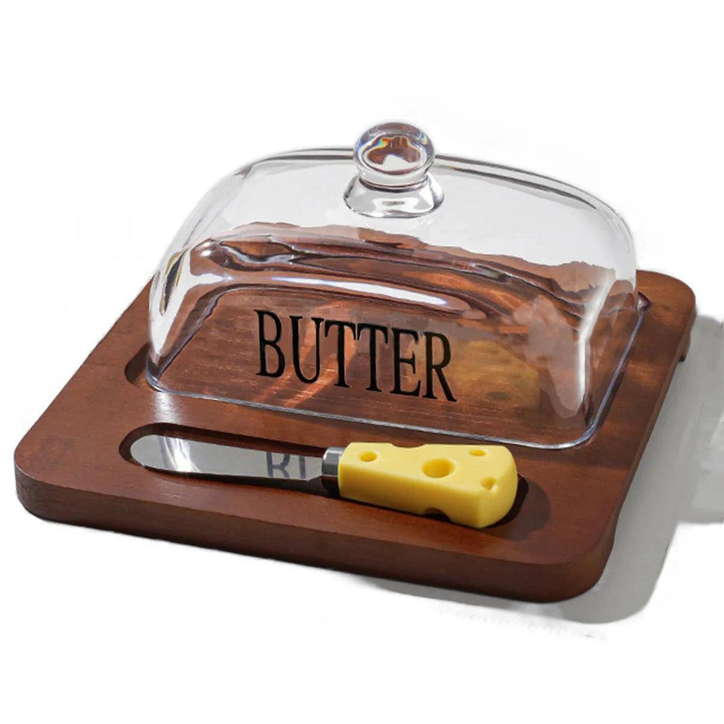 Bamboo & Glass Butter / Cheese Storage Dish with Cutter Tool - This isn't just a butter dish; it's a statement piece. Say goodbye to messy butter wrappers and hello to effortless serving and storage! Buy Now at Sacred Remedy