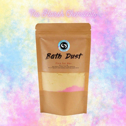 Five for Her Bath Dust | Luxurious Bath Bomb Alternative for Women - Indulge in our luxurious Five for Her Bath Dust! The ultimate fizzy, Shea Butter-packed bath bomb alternative for women. Soothes stress & leaves skin velvety soft. Buy Now at Sacred Remedy