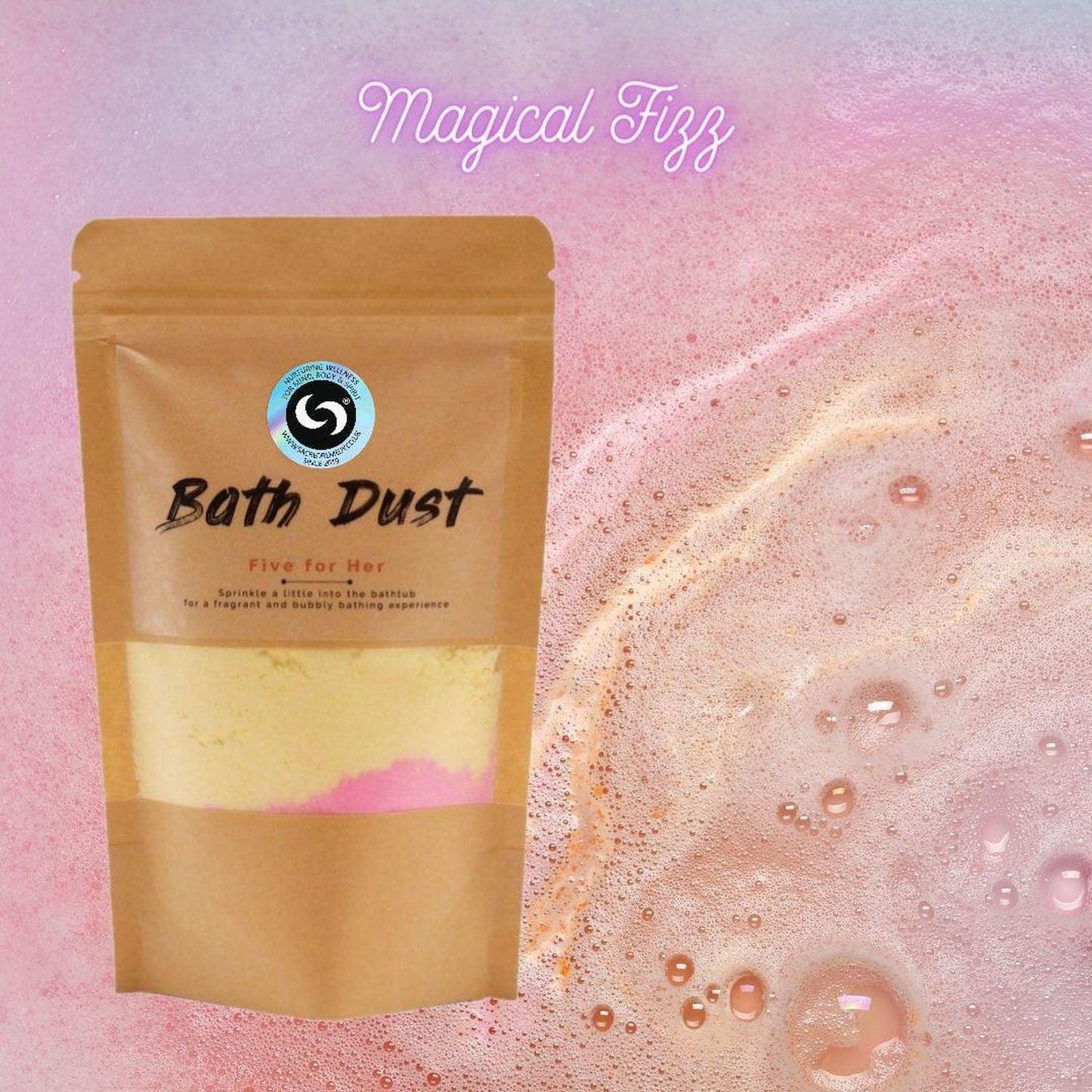 Five for Her Luxury Bath Dust | Bubbly Bath Bomb Experience - Step into the ultimate luxury of relaxation with Five for Her Bath Dust. Redefine your bath time & indulge in a sensory experience of pure bliss. Transform your bathroom into a serene oasis. The luxurious formula softens skin, calms the mind, leaving you feeling refreshed. Experience the epitome of relaxation. Buy Now at Sacred Remedy