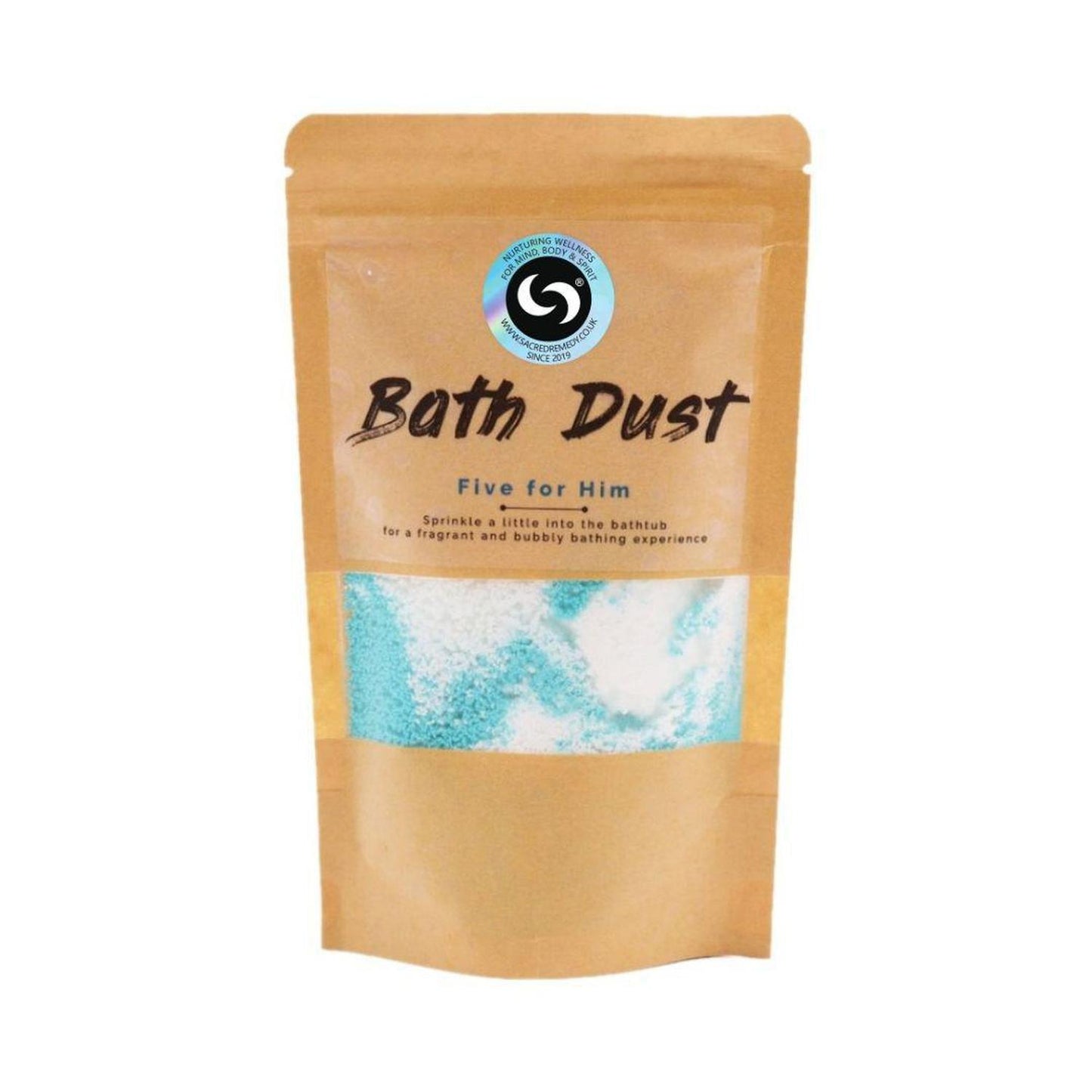 Five for Him Bath Dust: Indulgent Luxury for Men - Unwind and rejuvenate with Five for Him Bath Dust. Experience the ultimate in male grooming with this luxurious bath treat, designed to soothe the senses and revitalize the body. The perfect addition to any man's bath routine. This bath dust, specially designed for men, will leave you feeling refreshed. Buy Now at Sacred Remedy