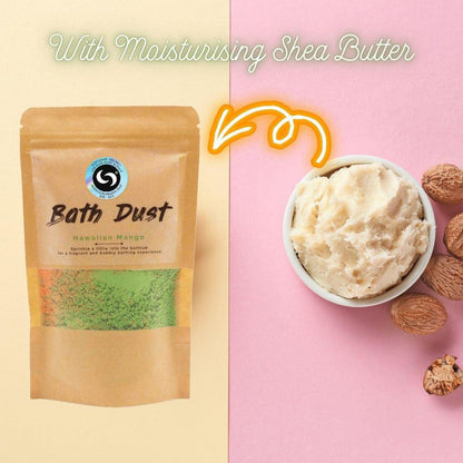 Hawaiian Mango Bath Dust | Tropical Fizzing Bath Bomb Alternative - Escape to paradise with our Hawaiian Mango Bath Dust! This fun, fizzy bomb alternative creates colourful water, tropical scents, and silky-soft skin with Shea Butter. Buy Now at Sacred Remedy