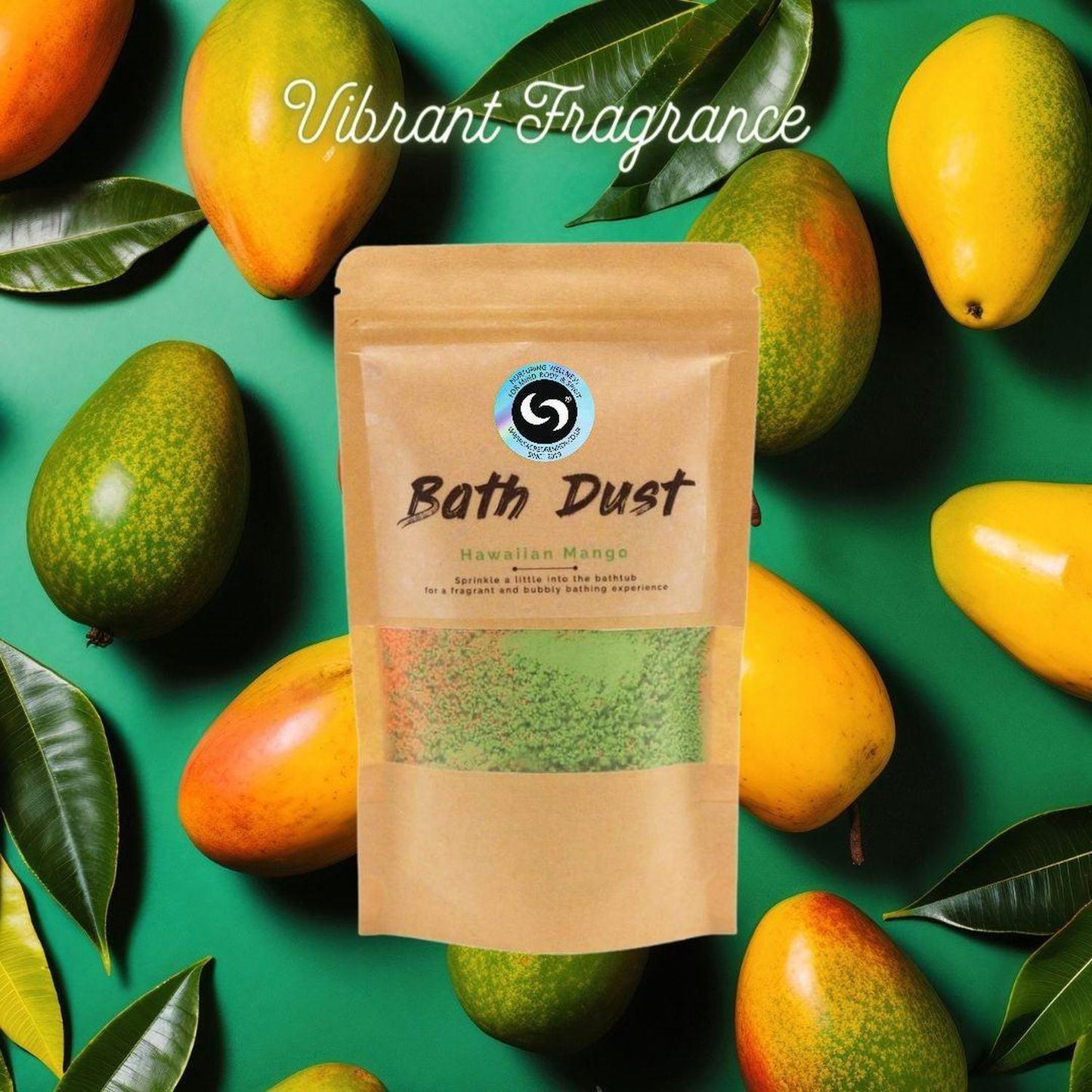 Luxurious Hawaiian Mango Bath Dust | Hydrating Skin Soak - Turn bathing into a tropical adventure with our Hawaiian Mango Bath Dust! Immerse yourself in vibrant orange and green waters. Indulge in pure tropical bliss with our Hawaiian Mango Bath Dust. Transform your bathroom into a serene oasis. This luxurious bath soak gently exfoliates, hydrates, and nourishes your skin. Buy Now at Sacred Remedy