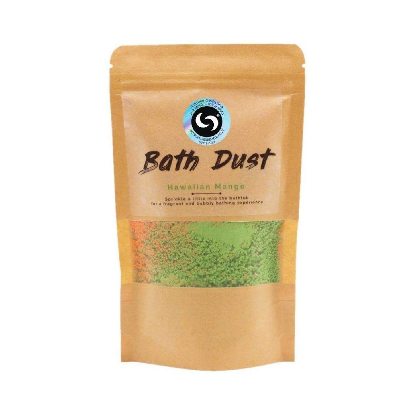 Luxurious Hawaiian Mango Bath Dust | Hydrating Skin Soak - Turn bathing into a tropical adventure with our Hawaiian Mango Bath Dust! Immerse yourself in vibrant orange and green waters. Indulge in pure tropical bliss with our Hawaiian Mango Bath Dust. Transform your bathroom into a serene oasis. This luxurious bath soak gently exfoliates, hydrates, and nourishes your skin. Buy Now at Sacred Remedy