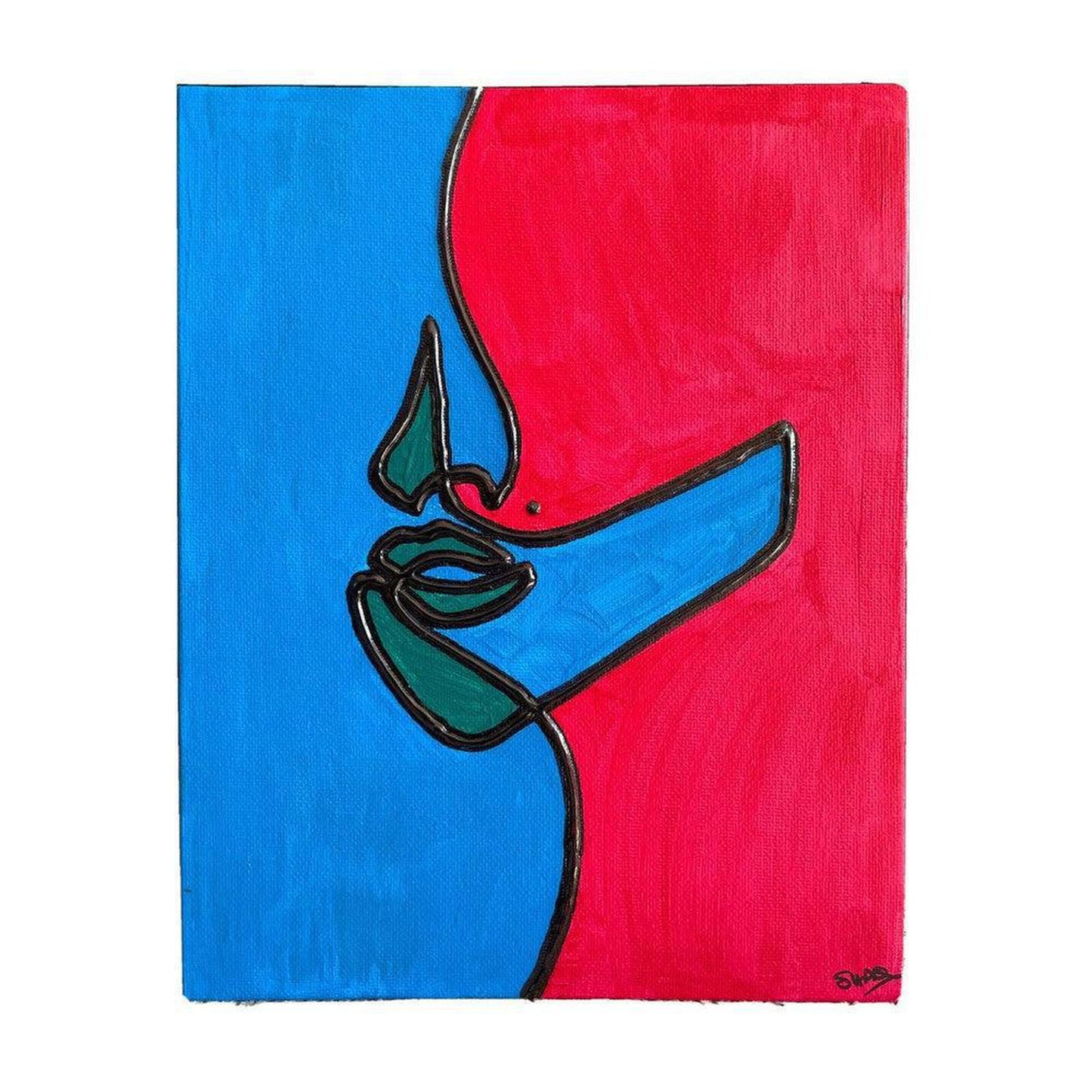 Original Blue and Pink Beauty Spot Acrylic Painting on Canvas - Discover a unique piece of art with this one-of-a-kind acrylic painting. Featuring captivating shades of blue and pink, this 'Beauty Spot' work of art on canvas is a stunning addition to any modern decor. Hand-painted, this original artwork is sure to impress. Buy Now at Sacred Remedy