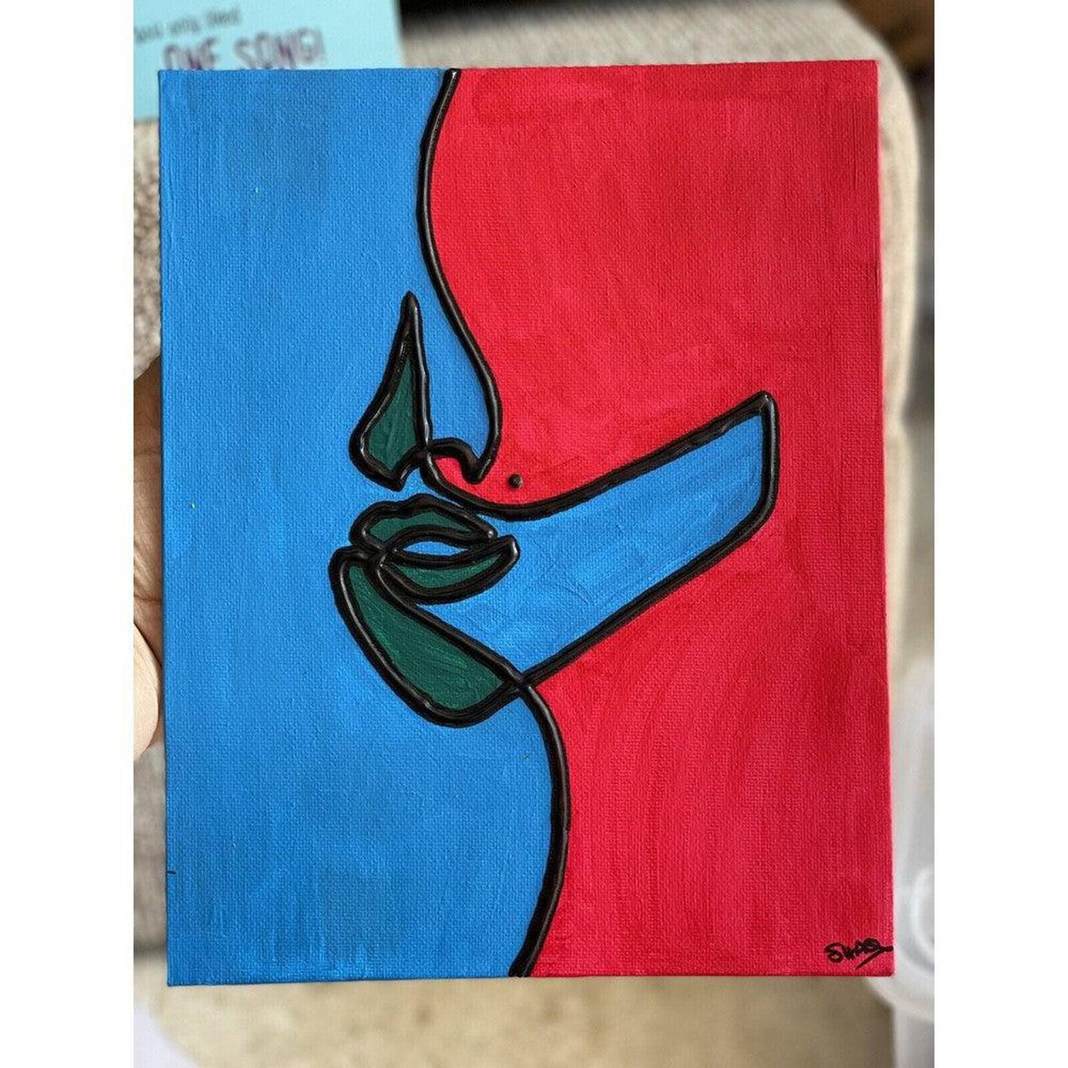 Original 'Beauty Spot' Contemporary Abstract Art Painting - Unique 10x8" hand-painted abstract canvas 'Beauty Spot' by a London artist. Single original piece, modern feminine beauty wall art. Includes COA. Buy Now at Sacred Remedy