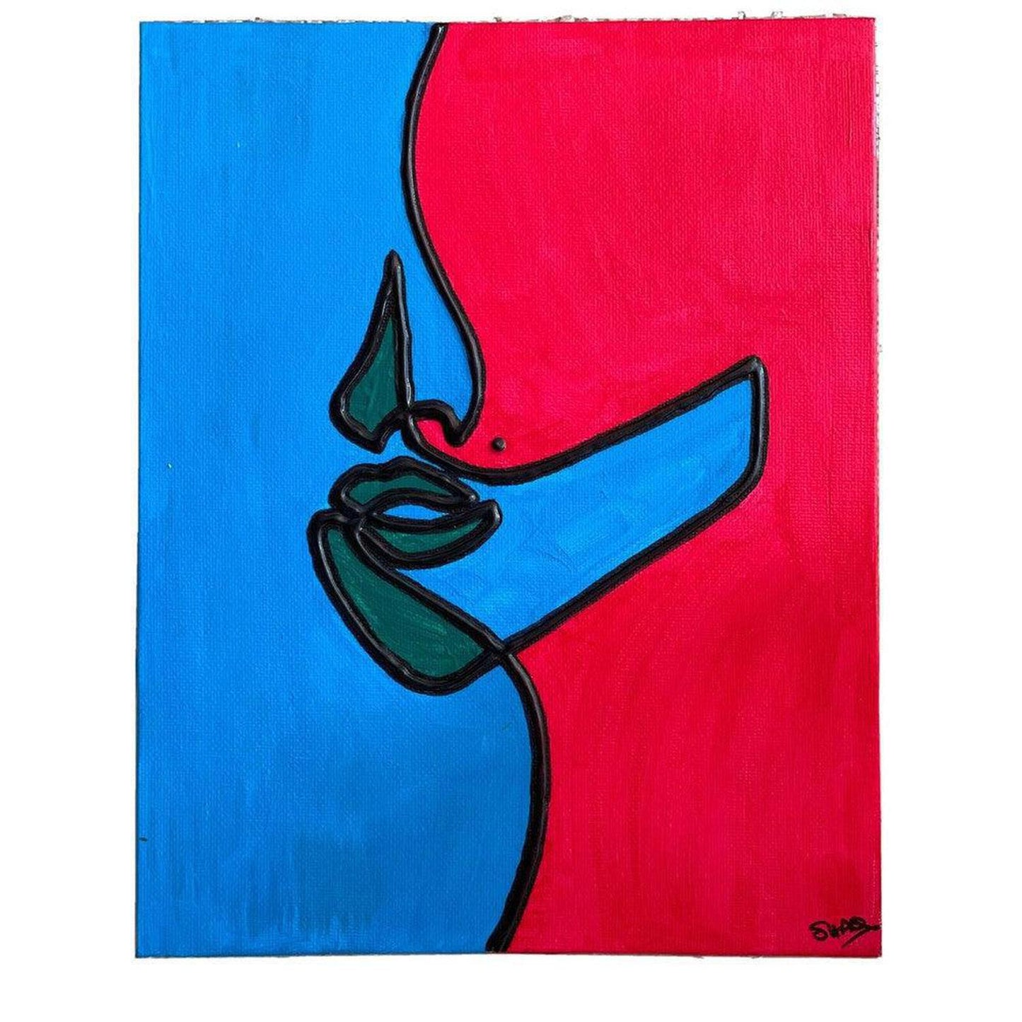 Original Blue and Pink Beauty Spot Acrylic Painting on Canvas - Discover a unique piece of art with this one-of-a-kind acrylic painting. Featuring captivating shades of blue and pink, this 'Beauty Spot' work of art on canvas is a stunning addition to any modern decor. Hand-painted, this original artwork is sure to impress. Buy Now at Sacred Remedy