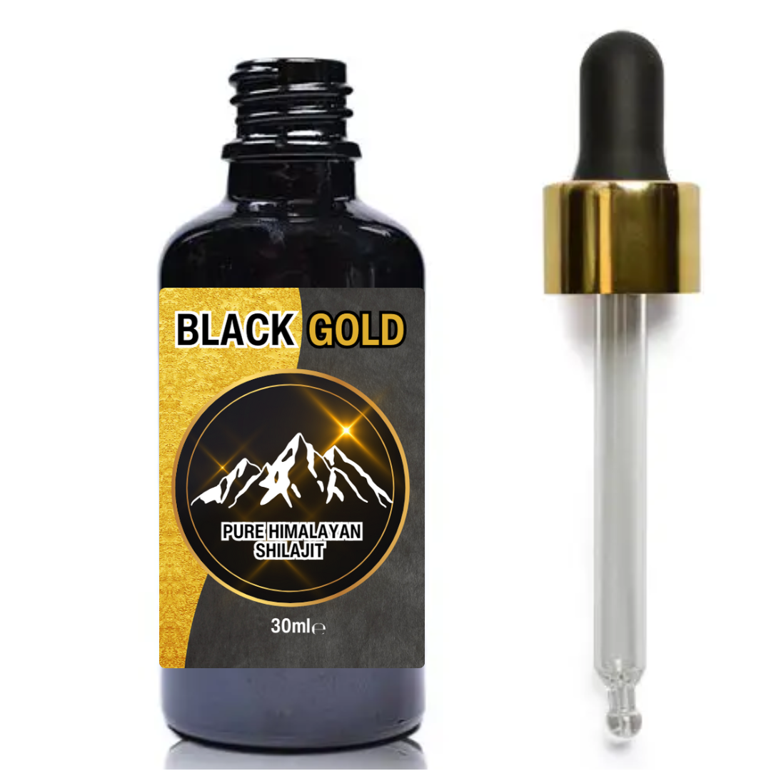 Buy Black Gold Himalayan Shilajit Liquid Drops - Pure Energy Boost [30ml] - Experience Black Gold Himalayan Shilajit Liquid Drops. Our premium formula delivers essential nutrients for increased energy, vitality, and overall well-being. Pure, potent, and easy to use. Premium fulvic acid & trace mineral food supplement. 100% Pure Extract; No fillers, No Binders, No Flow Agents. at Sacred Remedy Online