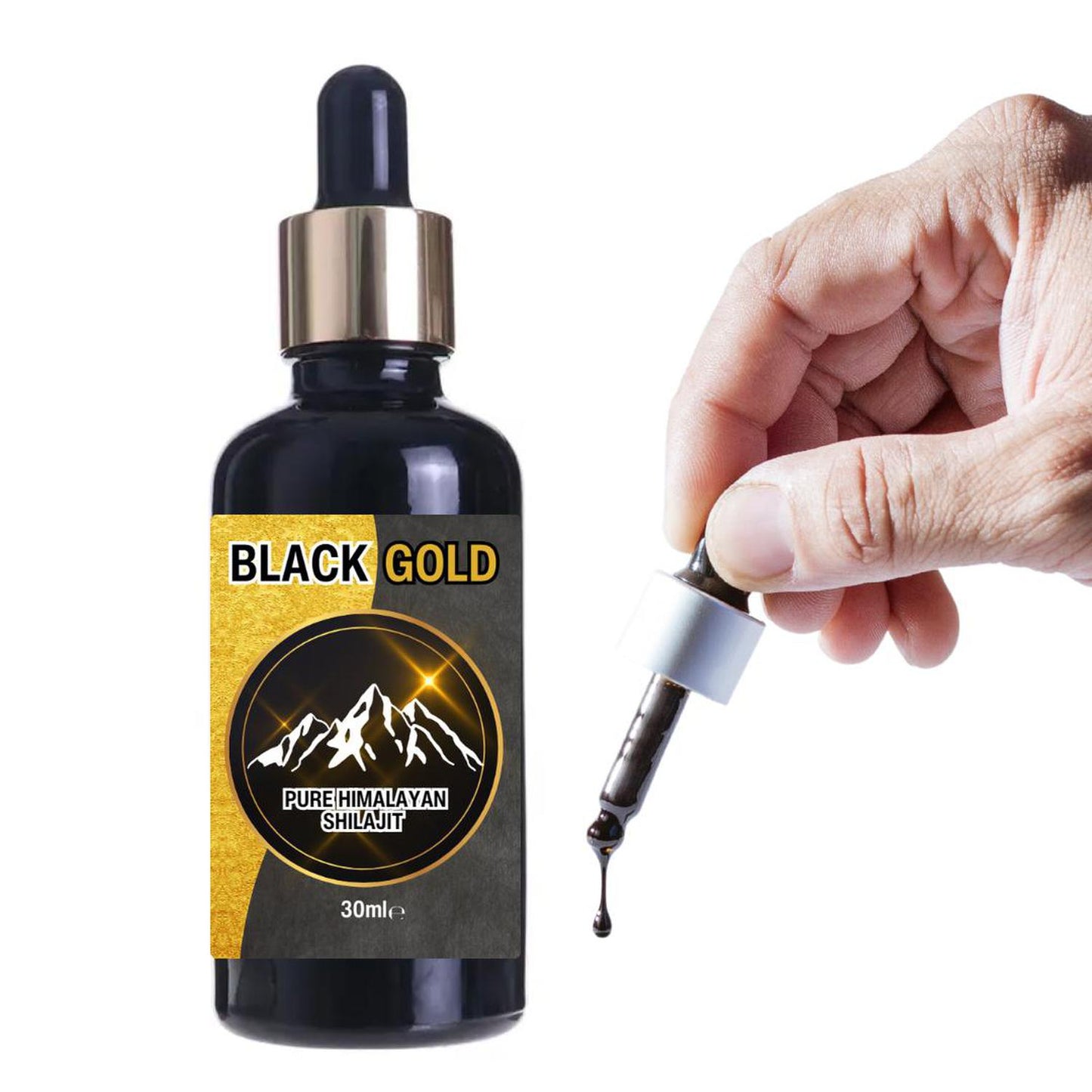 Black Gold Himalayan Shilajit Liquid Drops - Pure Energy Boost [30ml] - Experience Black Gold Himalayan Shilajit Liquid Drops. Our premium formula delivers essential nutrients for increased energy, vitality, and overall well-being. Pure, potent, and easy to use. Premium fulvic acid & trace mineral food supplement. 100% Pure Extract; No fillers, No Binders, No Flow Agents. Buy Now at Sacred Remedy