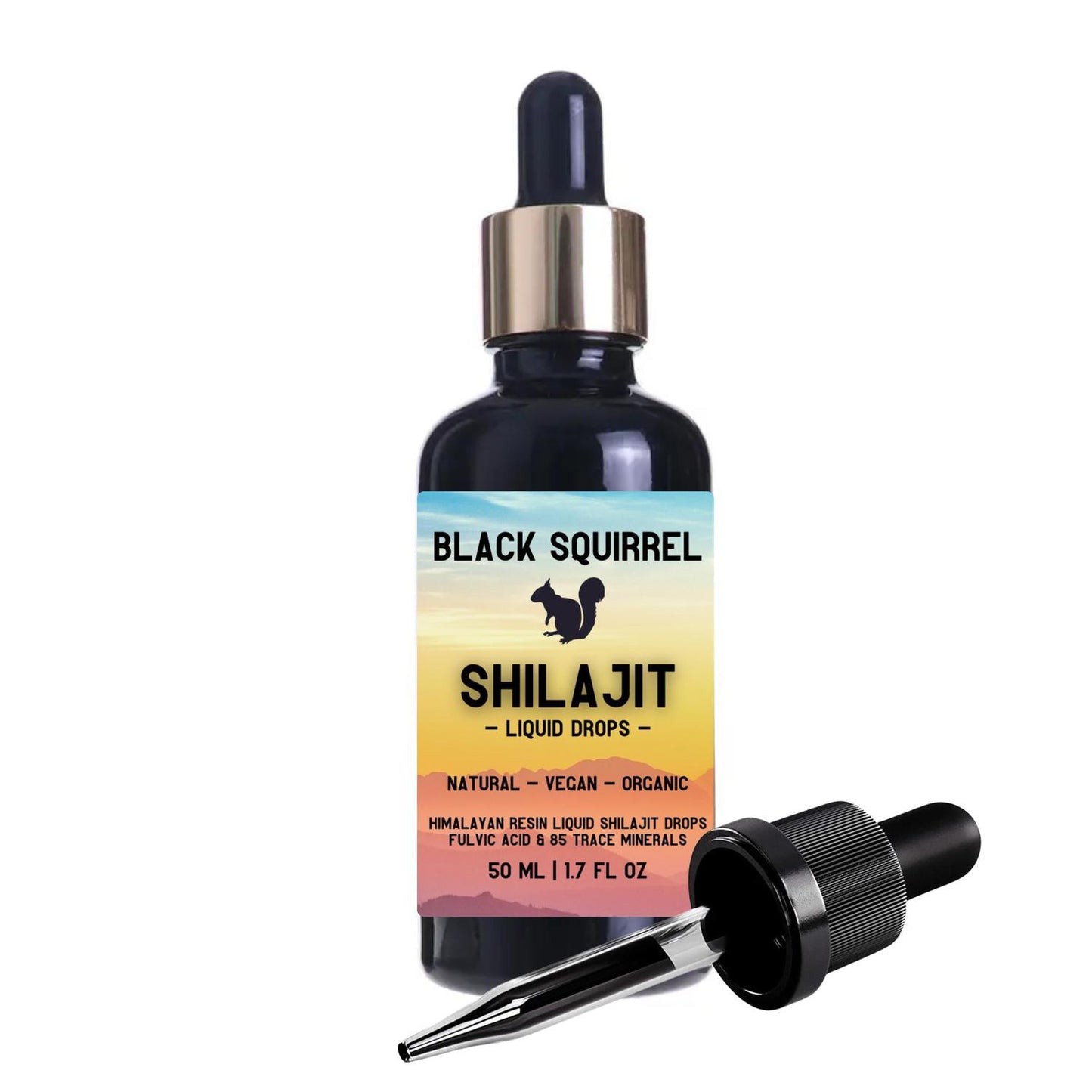 Black Squirrel Shilajit Liquid - Pure Himalayan Extract - High Strength, Himalayan Liquid Drops 50ml with Dropper. Authentic, Fulvic Acid & Natural Trace Mineral Complex. Organic Experience the power of nature with Black Squirrel Himalayan Shilajit Liquid. Our premium formula delivers a concentrated source of essential nutrients. Pure, potent, and sourced from the Himalayas. Buy Now at Sacred Remedy