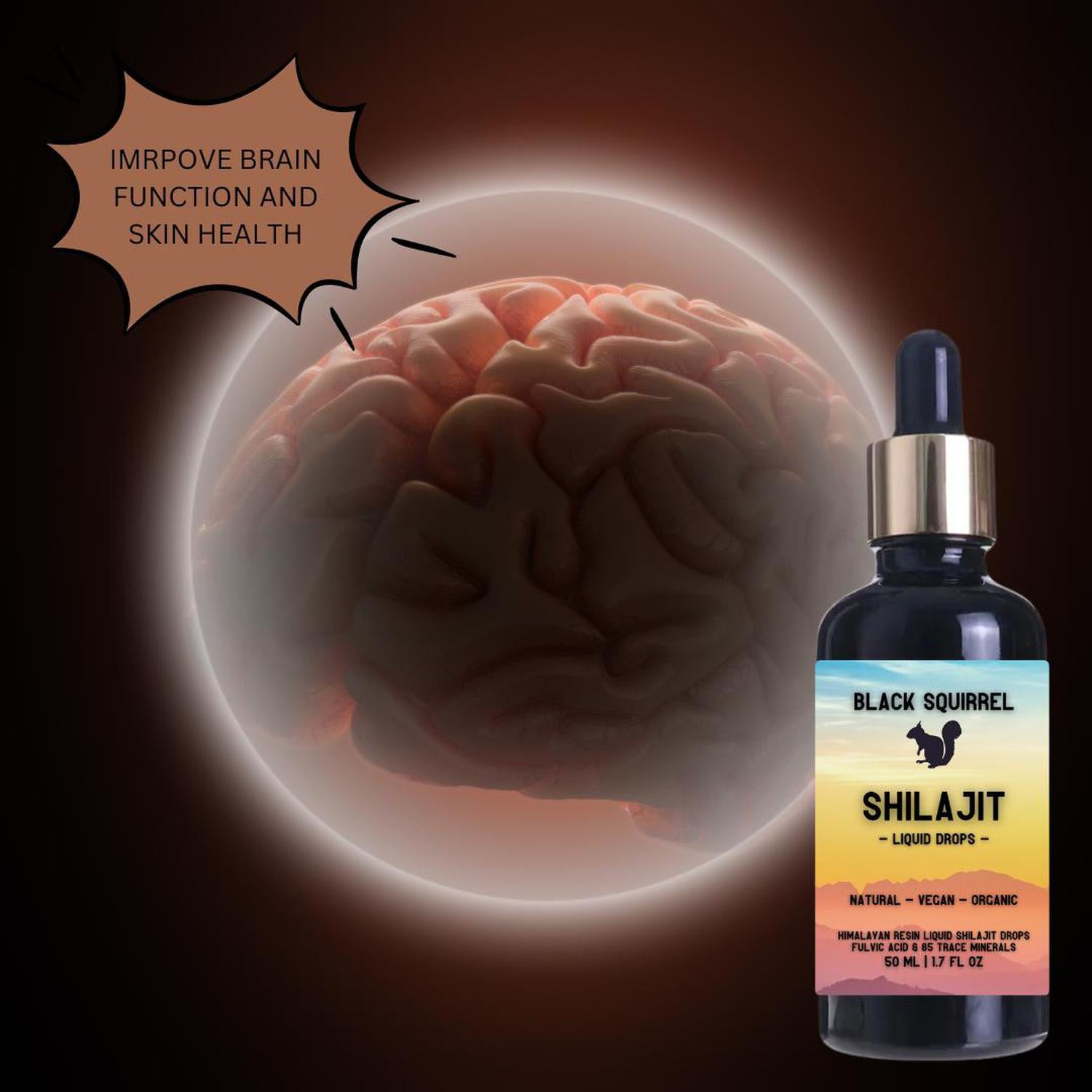 Black Squirrel Liquid Shilajit Drops | Energy & Gut Support - Black Squirrel Liquid Shilajit Drops (85+ minerals & Fulvic Acid). Boosts energy, immunity, cognition, and intimate vitality. Vegan & lab-tested. Buy Now at Sacred Remedy