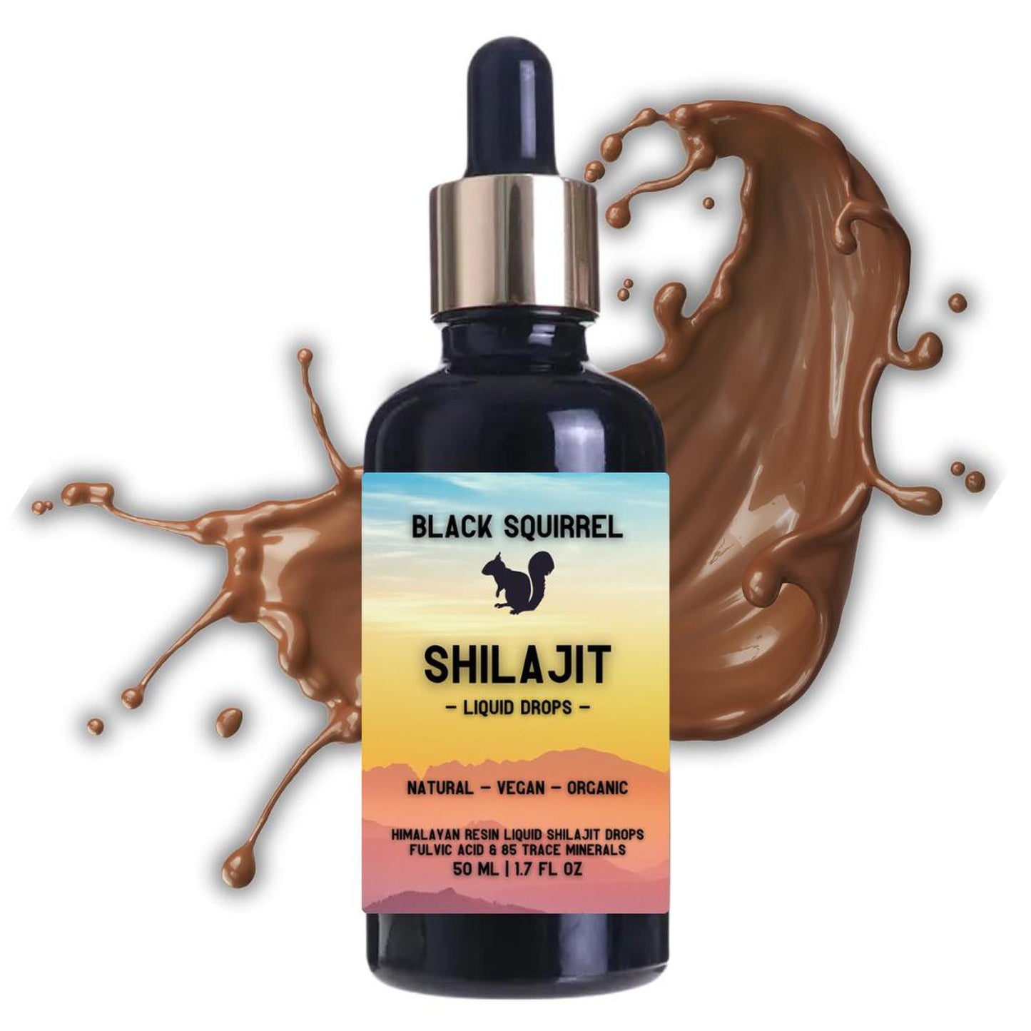 Black Squirrel Shilajit Liquid - Pure Himalayan Extract - High Strength, Himalayan Liquid Drops 50ml with Dropper. Authentic, Fulvic Acid & Natural Trace Mineral Complex. Organic Experience the power of nature with Black Squirrel Himalayan Shilajit Liquid. Our premium formula delivers a concentrated source of essential nutrients. Pure, potent, and sourced from the Himalayas. Buy Now at Sacred Remedy