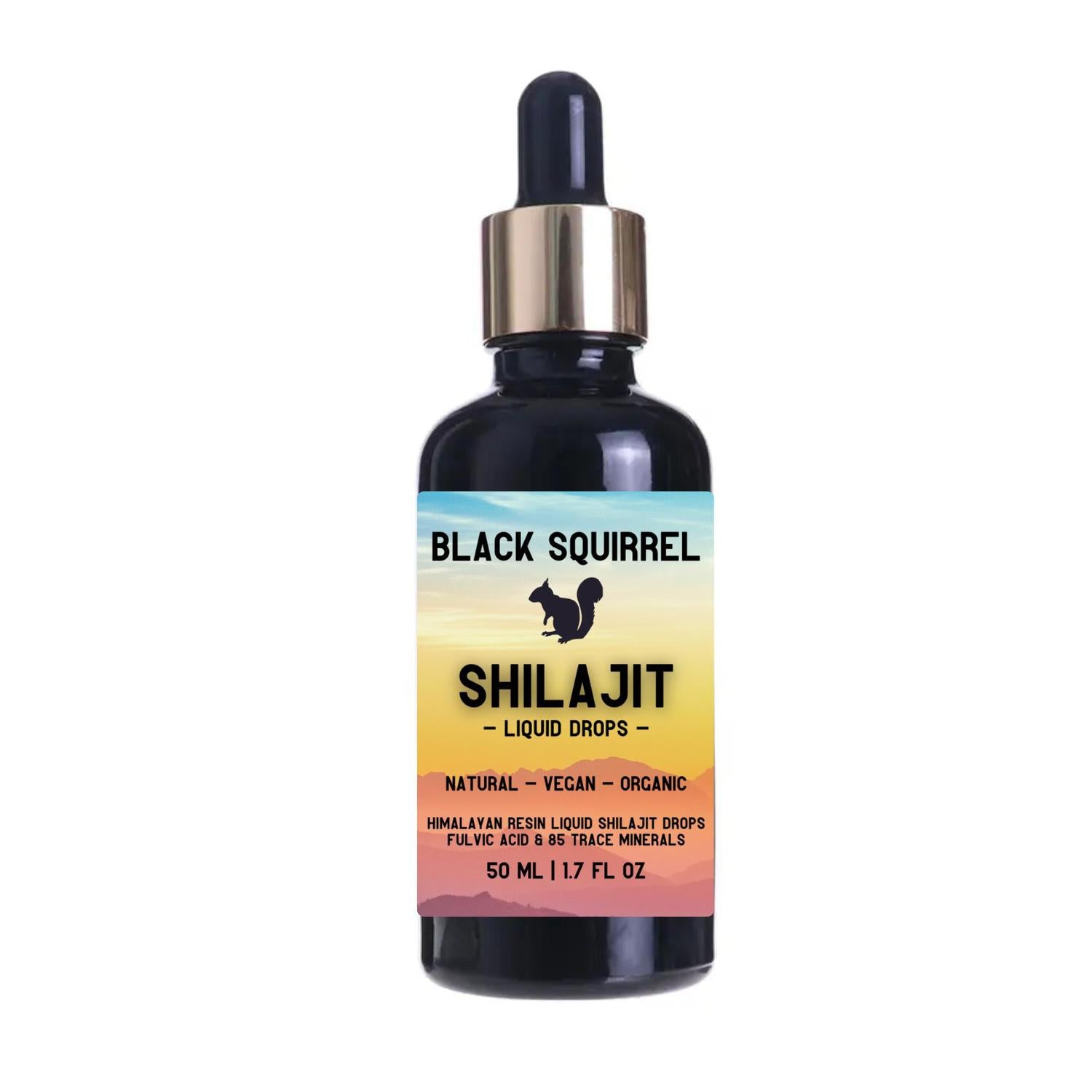 Black Squirrel Liquid Shilajit Drops | Energy & Gut Support - Black Squirrel Liquid Shilajit Drops (85+ minerals & Fulvic Acid). Boosts energy, immunity, cognition, and intimate vitality. Vegan & lab-tested. Buy Now at Sacred Remedy