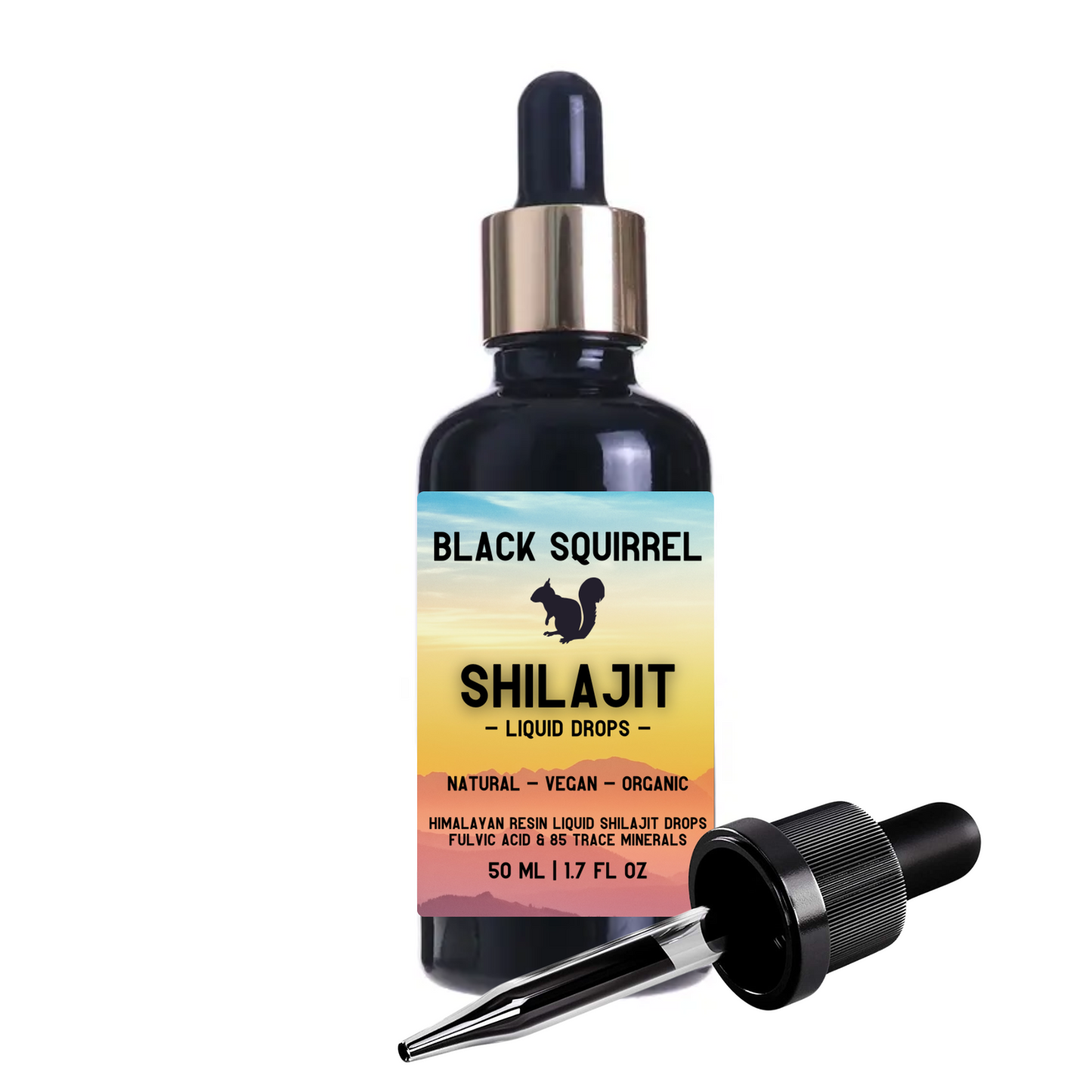 Buy Black Squirrel Shilajit Liquid - Pure Himalayan Extract - High Strength, Himalayan Liquid Drops 50ml with Dropper. Authentic, Fulvic Acid & Natural Trace Mineral Complex. Organic Experience the power of nature with Black Squirrel Himalayan Shilajit Liquid. Our premium formula delivers a concentrated source of essential nutrients. Pure, potent, and sourced from the Himalayas. at Sacred Remedy Online