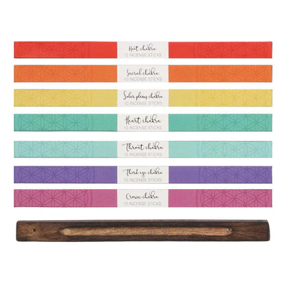 7 Chakra Incense Sticks Gift Set - 70 Sticks with Holder - Harmonise your energy with our 7 Chakra Incense Sticks Gift Set. 70 natural scented sticks with wooden holder for yoga and meditation. Buy now! Buy Now at Sacred Remedy