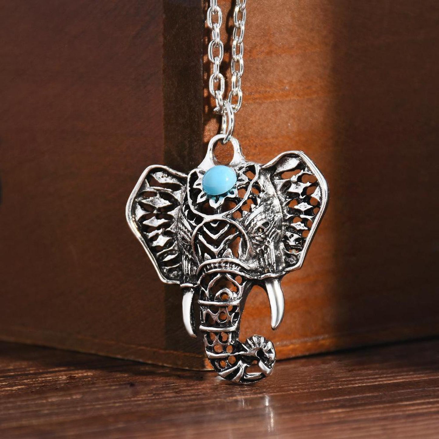 Blue Stone Elephant Necklace Rustic Silver | Jewelery Gifts - Blue Stone Elephant Necklace. Spiritually inspired & infused with Reiki energy for good karma & fortune. For mind, body & spirit with bohemian and hippie influences Buy Now at Sacred Remedy