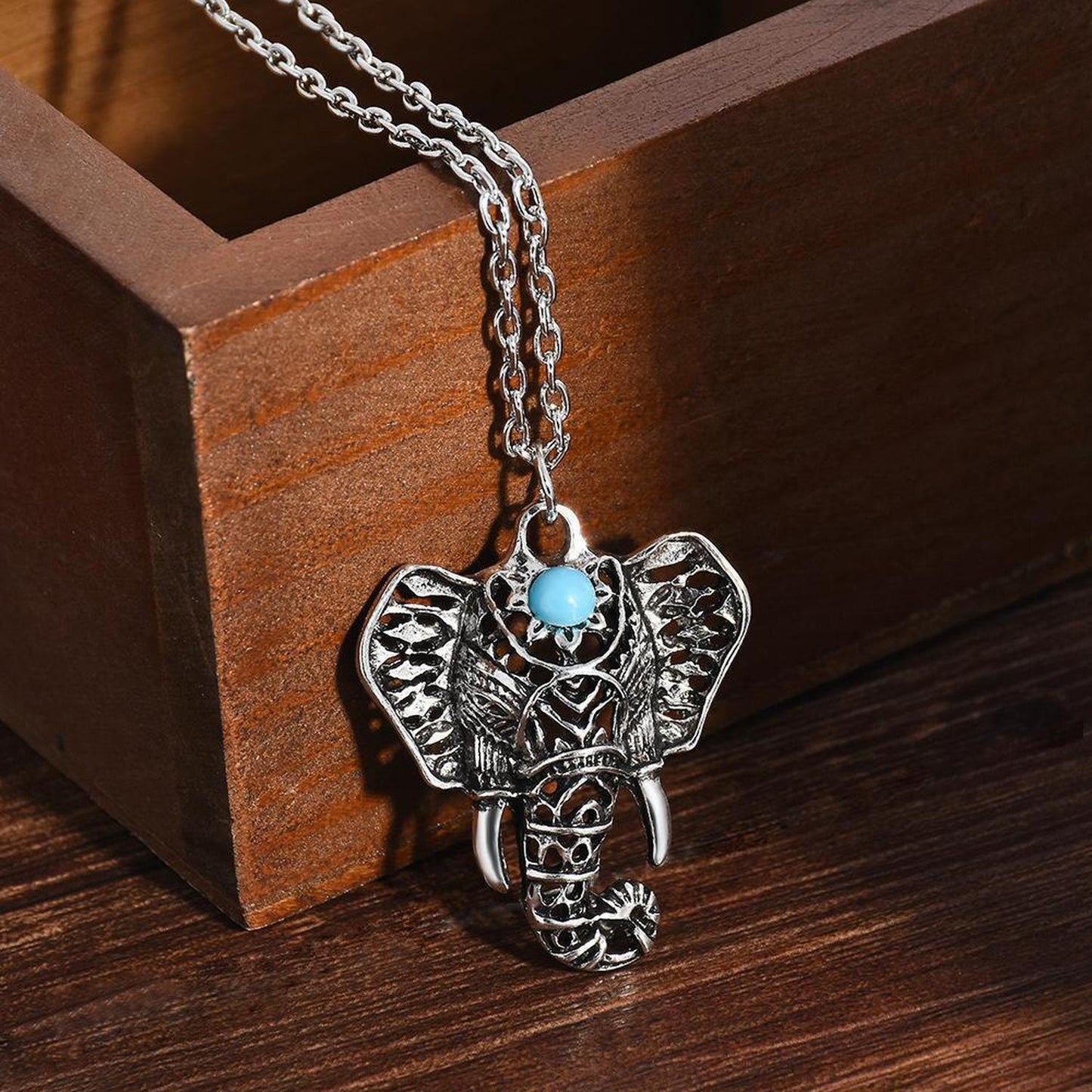 Blue Stone Elephant Necklace Rustic Silver | Jewelery Gifts - Blue Stone Elephant Necklace. Spiritually inspired & infused with Reiki energy for good karma & fortune. For mind, body & spirit with bohemian and hippie influences Buy Now at Sacred Remedy