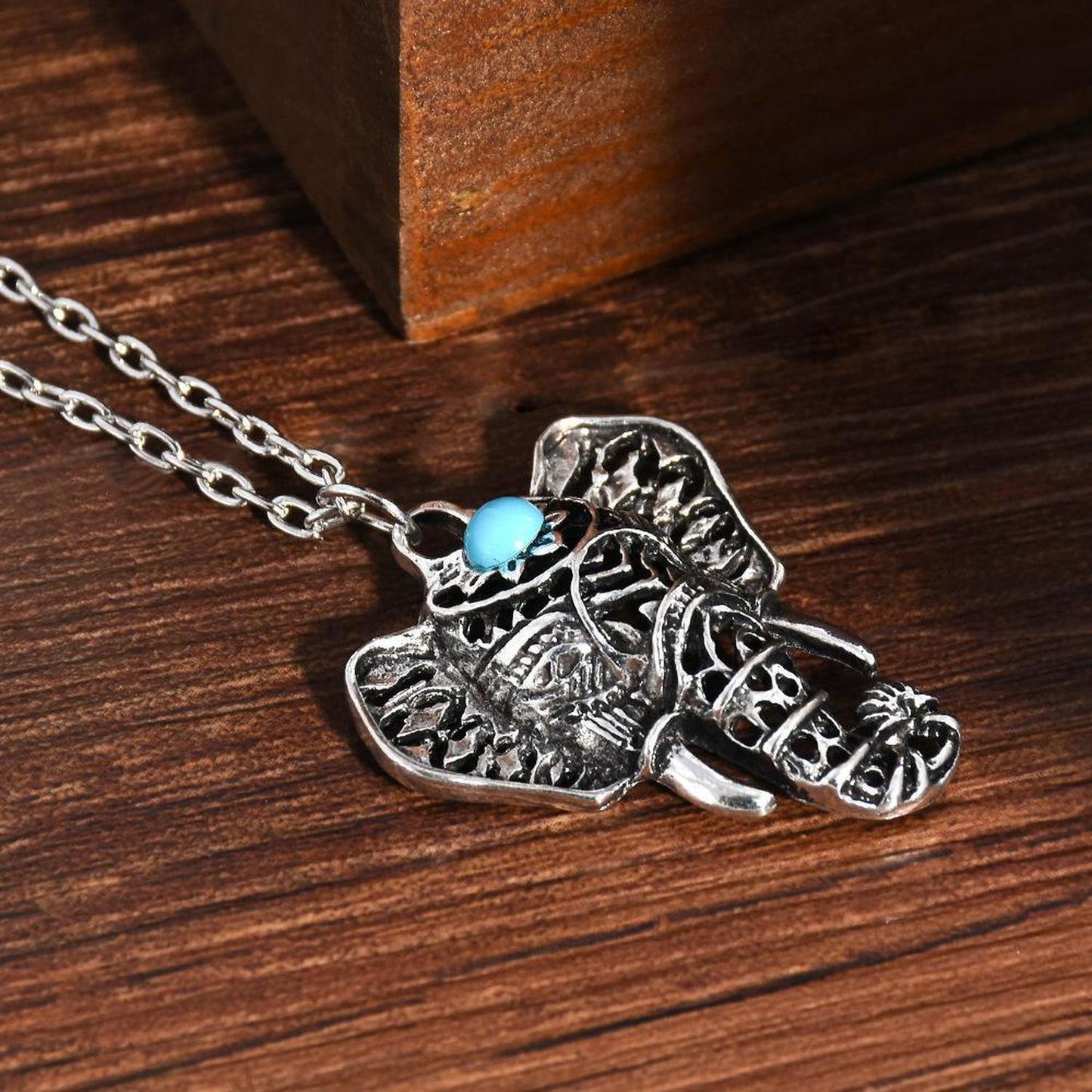 Blue Stone Elephant Necklace Rustic Silver | Jewelery Gifts - Blue Stone Elephant Necklace. Spiritually inspired & infused with Reiki energy for good karma & fortune. For mind, body & spirit with bohemian and hippie influences Buy Now at Sacred Remedy