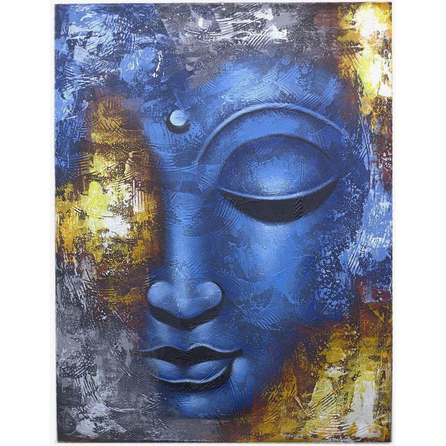 Buddha Painting Original Artwork - Blue Face Abstract - Brighten up any space with our handcrafted Buddha Paintings! Created with love and care by Balinese artisans, each one is a unique piece of art, signed by Buy Now at Sacred Remedy