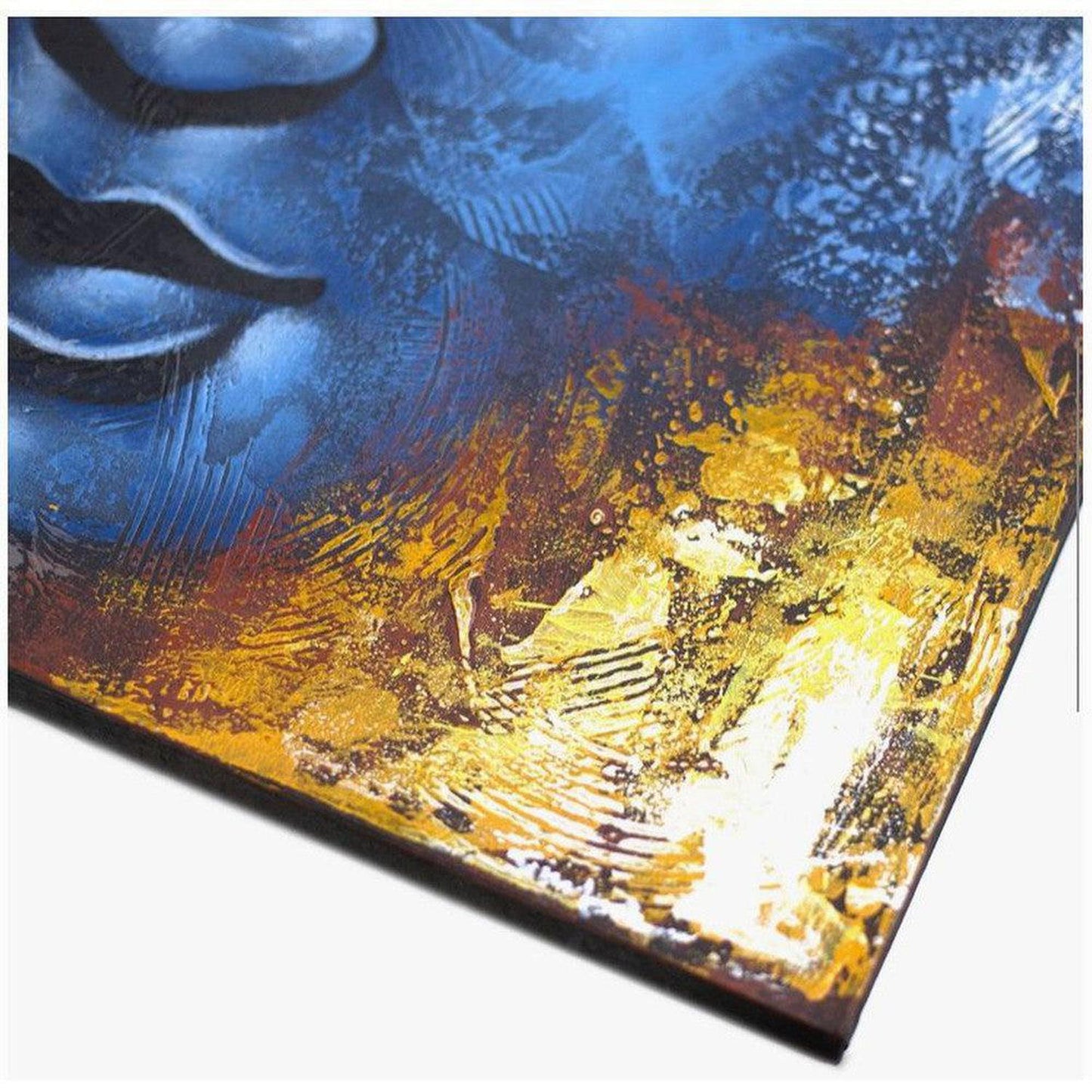 Buddha Painting Original Artwork - Blue Face Abstract - Brighten up any space with our handcrafted Buddha Paintings! Created with love and care by Balinese artisans, each one is a unique piece of art, signed by Buy Now at Sacred Remedy