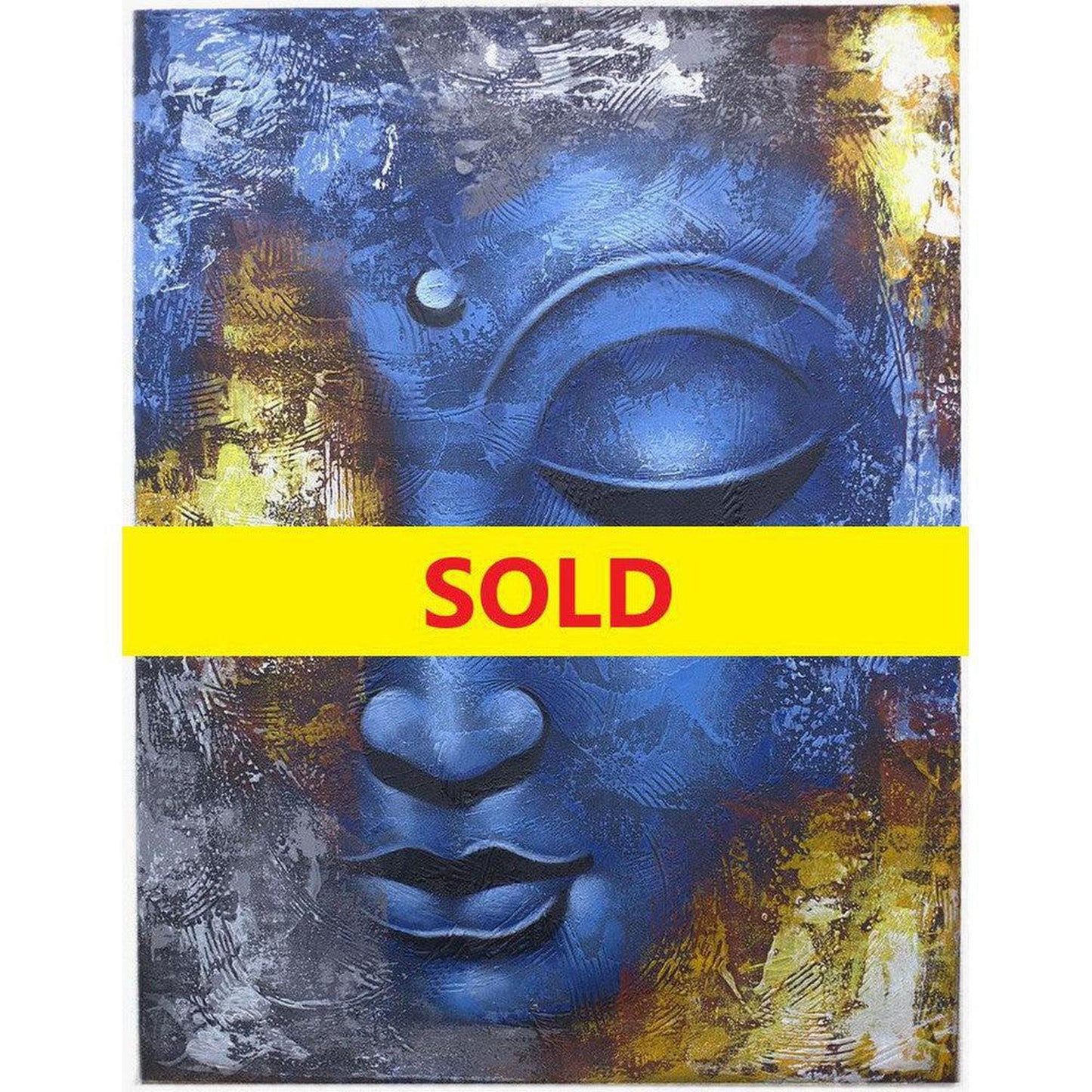 Buddha Painting Original Artwork - Blue Face Abstract - Brighten up any space with our handcrafted Buddha Paintings! Created with love and care by Balinese artisans, each one is a unique piece of art, signed by Buy Now at Sacred Remedy