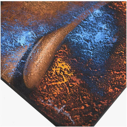 Buddha Face Canvas | Textured Copper & Blue Wall Art - Stunning copper and blue Buddha face canvas. Handcrafted Balinese artisan wall art for serene, tranquil home decor and meditation spaces. Buy Now at Sacred Remedy