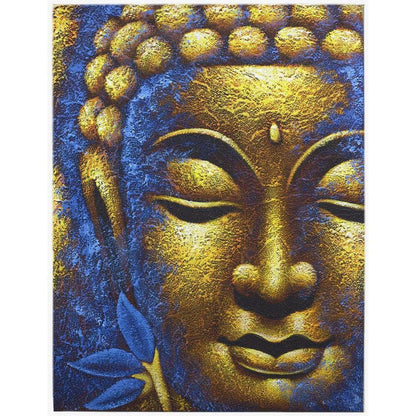 Golden Buddha Canvas | Textured Blue Art & Lotus Flower - Unique golden Buddha canvas with Lotus Flower. Handcrafted spiritual wall art for meditation, tranquility, and inspiring home decor. Buy Now at Sacred Remedy