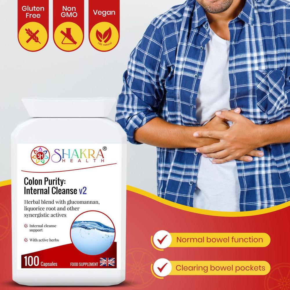 Buy Colon Purity: Internal Cleanse v2 | Gentle Cleanser to Support - Contains a range of active herbal ingredients which help to cleanse the intestinal tract, soften the stool, stimulate the liver and improve peristalsis. at Sacred Remedy Online