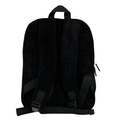 Black Corduroy Backpack | Compact, Stylish & Lightweight Bag - Channel effortless cool with this black corduroy backpack. Perfect for carrying essentials. Lightweight, compact, and stylish for daily adventures. Buy Now at Sacred Remedy